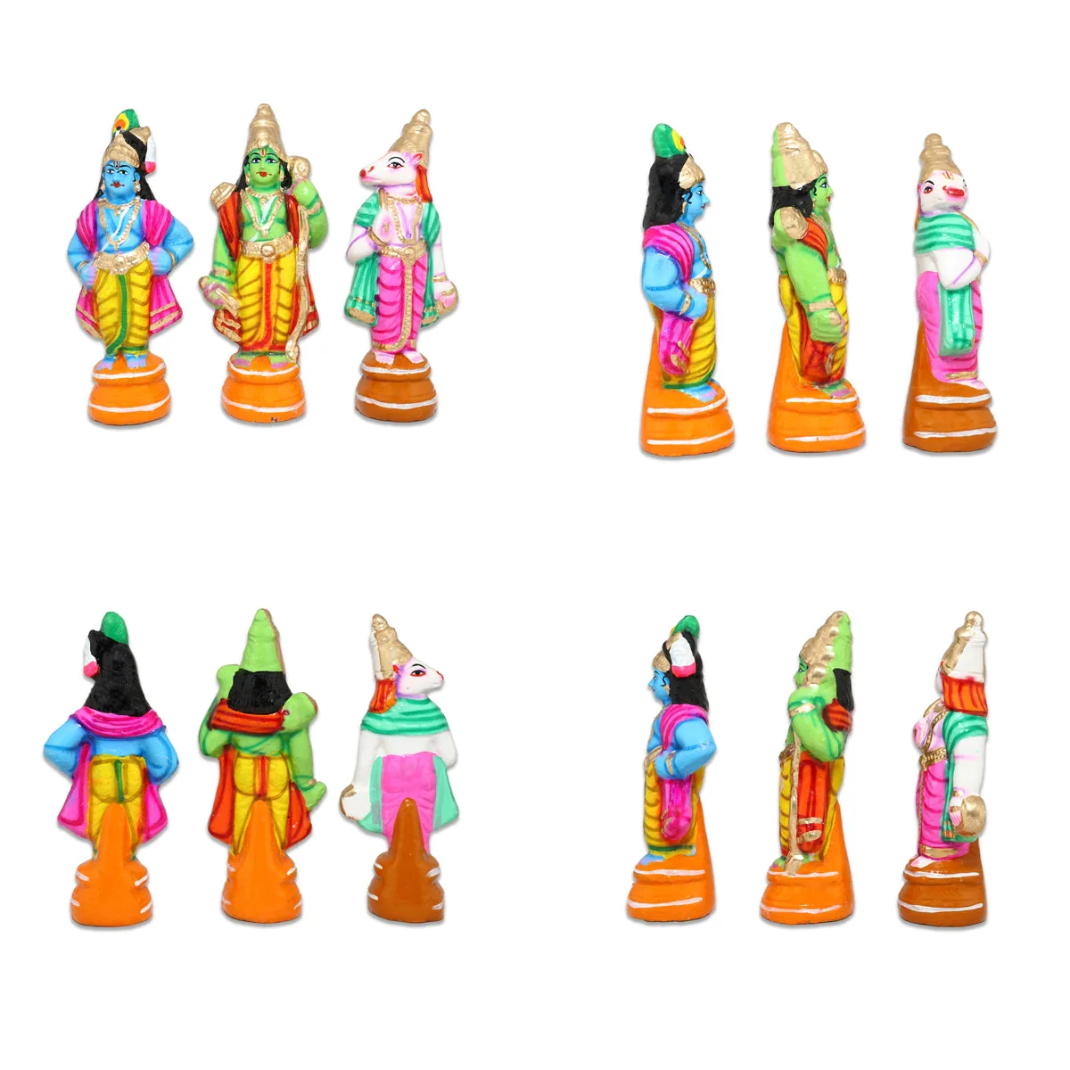 Dasavatharam Clay Golu Bommai Set - 9 x 3.5 Inches | Giri Golu Doll/ Navaratri Golu Bomma/ Gombe/ Bommai - Image 3