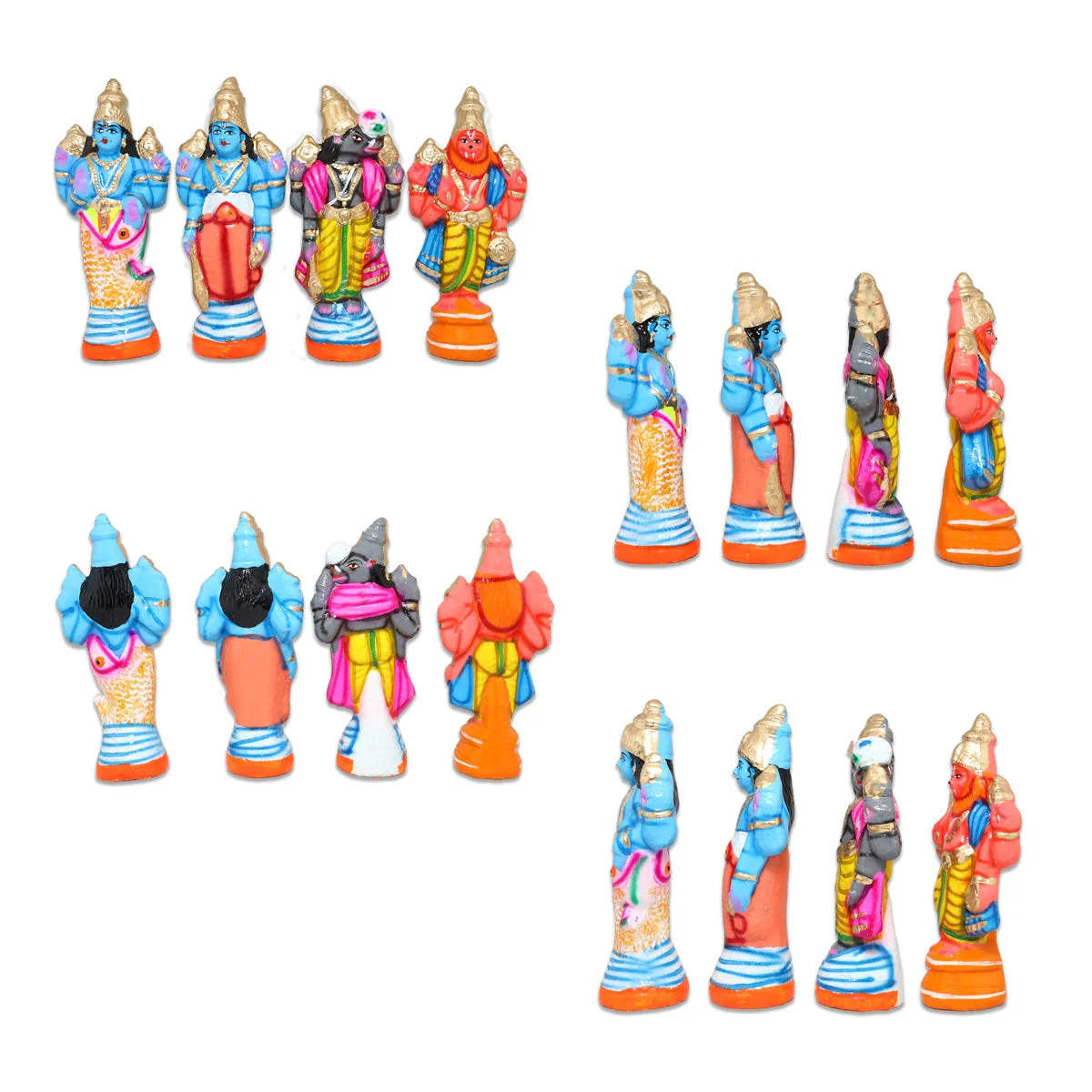 Dasavatharam Clay Golu Bommai Set - 9 x 3.5 Inches | Giri Golu Doll/ Navaratri Golu Bomma/ Gombe/ Bommai - Image 4