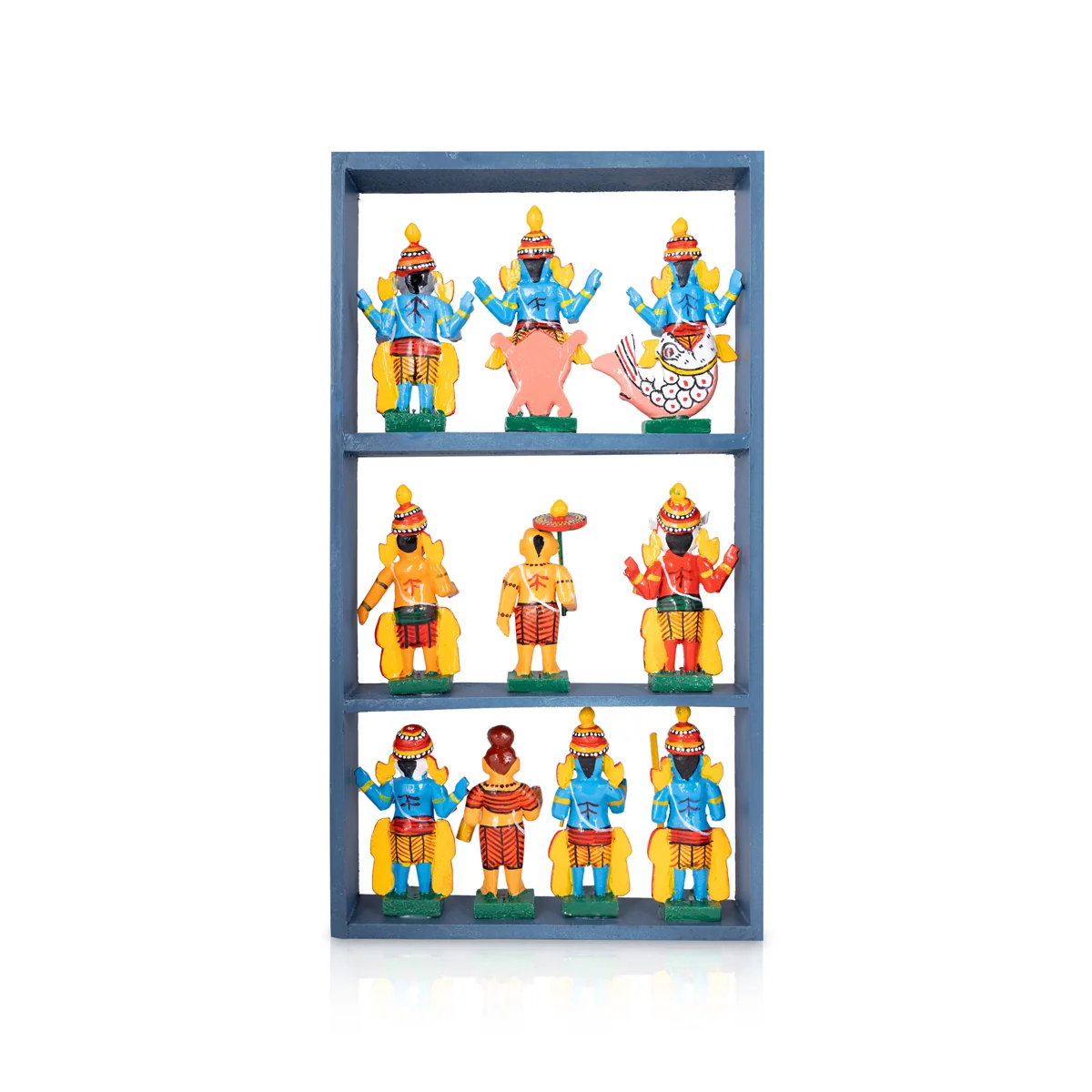 Dasavatharam Wooden Frame Golu Bommai Set - 15 x 8.5 Inches | Giri Golu Doll/Navaratri Golu Bomma/Gombe/Bommai - Image 2
