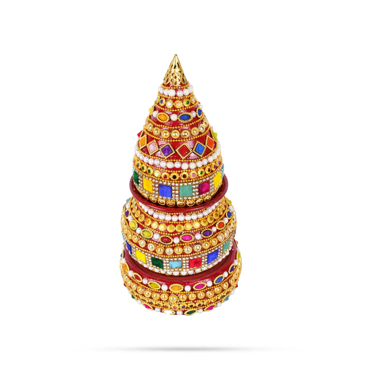 Decorated Lota And Coconut With Base Set - 8 x 3.5 Inches | Chombu & Holder/ Metal Kalash for Wedding - Image 2