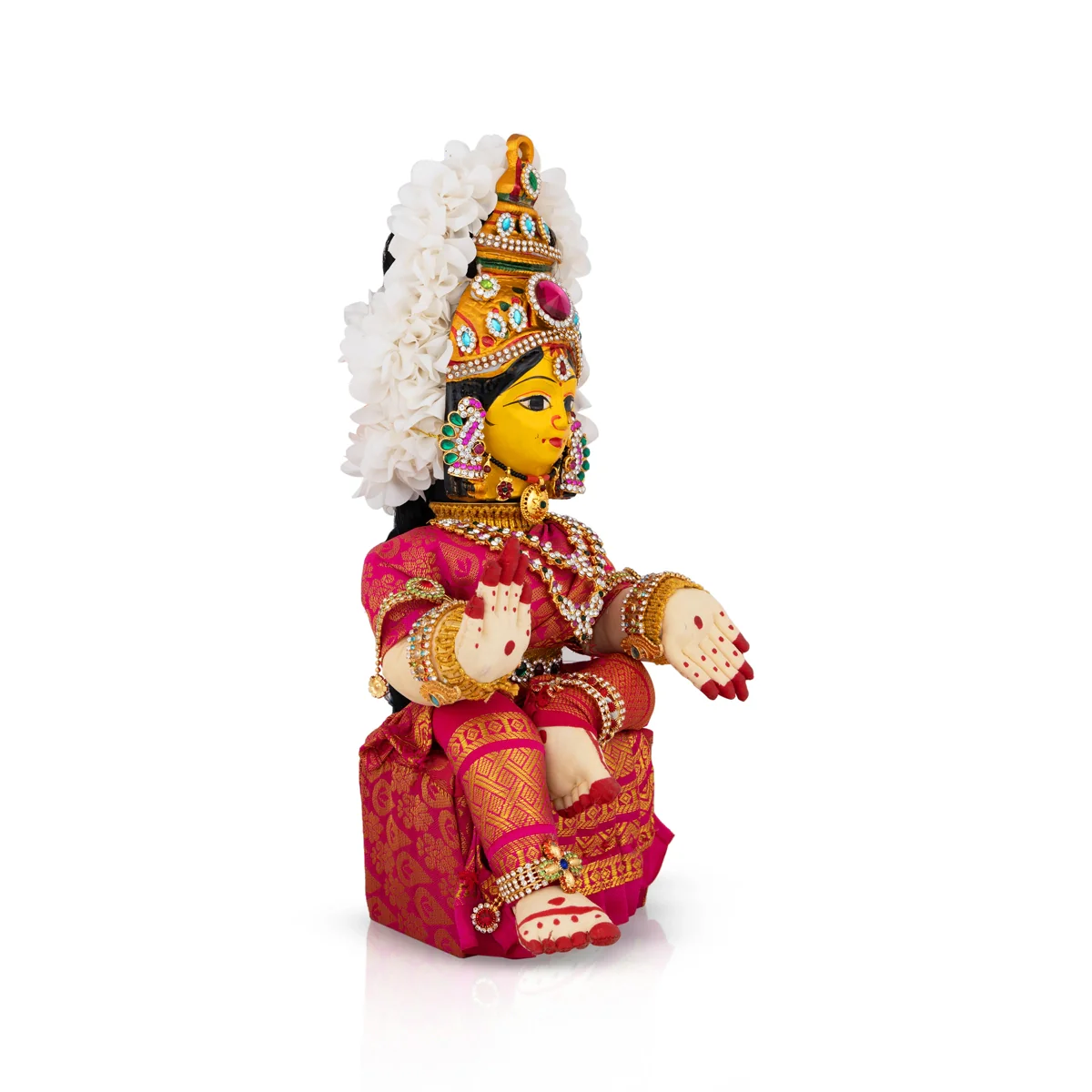 Decorated Varalakshmi Stand With Face- 14 X 5 Inches | Varalakshmi Decor/Pink Colour Ammavari Vigraham For Pooja - Image 4