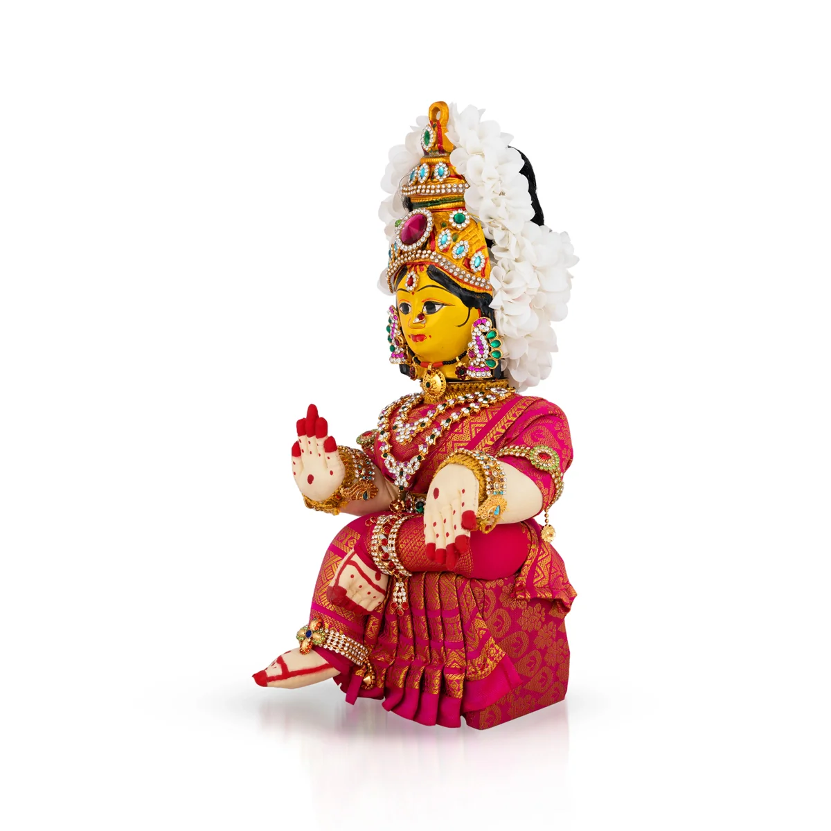 Decorated Varalakshmi Stand With Face- 14 X 5 Inches | Varalakshmi Decor/Pink Colour Ammavari Vigraham For Pooja - Image 5