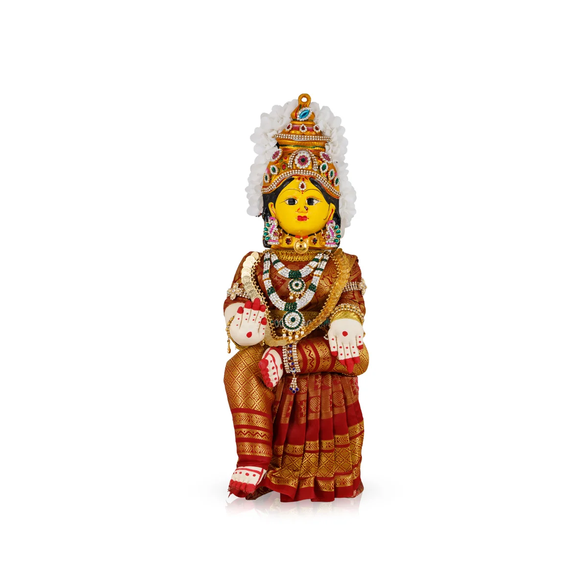 Decorated Varalakshmi Stand With Face- 18 X 6 Inches | Varalakshmi Decor/Maroon Colour Ammavari Vigraham For Pooja - Image 2