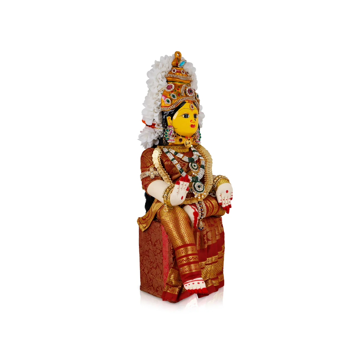Decorated Varalakshmi Stand With Face- 18 X 6 Inches | Varalakshmi Decor/Maroon Colour Ammavari Vigraham For Pooja - Image 3