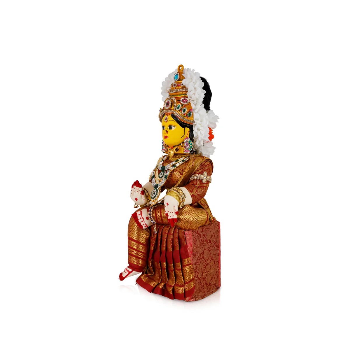 Decorated Varalakshmi Stand With Face- 18 X 6 Inches | Varalakshmi Decor/Maroon Colour Ammavari Vigraham For Pooja - Image 4