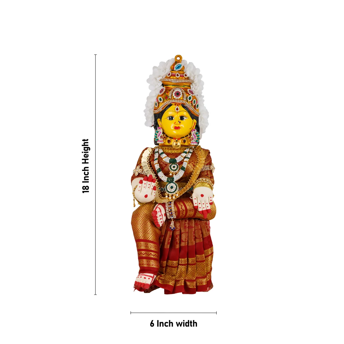 Decorated Varalakshmi Stand With Face- 18 X 6 Inches | Varalakshmi Decor/Maroon Colour Ammavari Vigraham For Pooja - Image 6