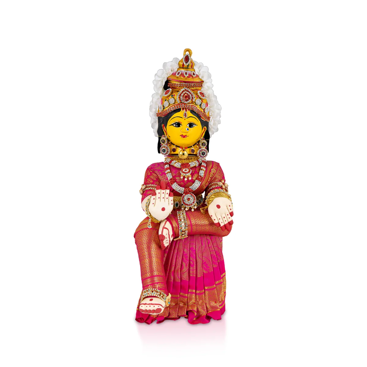 Decorated Varalakshmi Stand With Face- 18 X 6 Inches | Varalakshmi Decor/Pink Colour Ammavari Vigraham For Pooja - Image 2