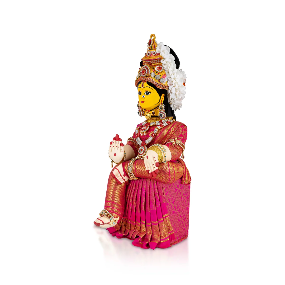 Decorated Varalakshmi Stand With Face- 18 X 6 Inches | Varalakshmi Decor/Pink Colour Ammavari Vigraham For Pooja - Image 4