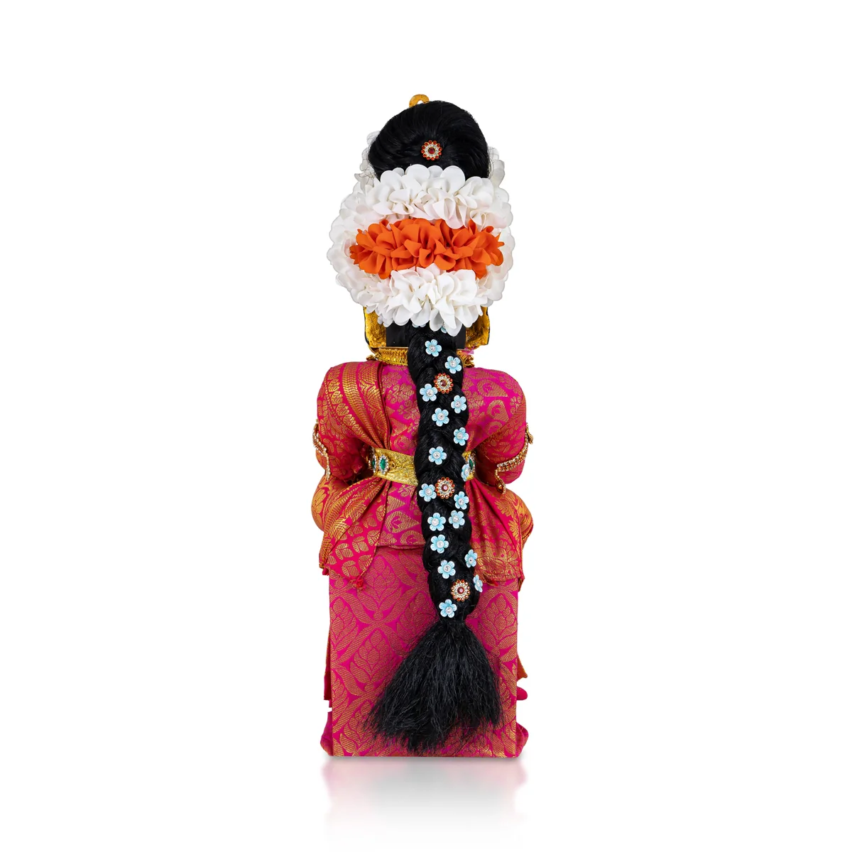 Decorated Varalakshmi Stand With Face- 18 X 6 Inches | Varalakshmi Decor/Pink Colour Ammavari Vigraham For Pooja - Image 6