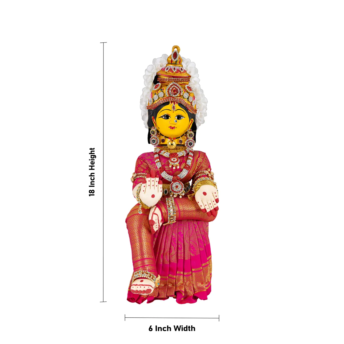 Decorated Varalakshmi Stand With Face- 18 X 6 Inches | Varalakshmi Decor/Pink Colour Ammavari Vigraham For Pooja - Image 7