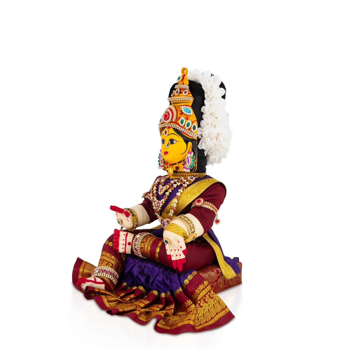 Decorated Varalakshmi Stand With Face- 20 X 10 Inches | Varalakshmi Decor/ Blue&Maroon Ammavari Vigraham For Pooja - Image 3