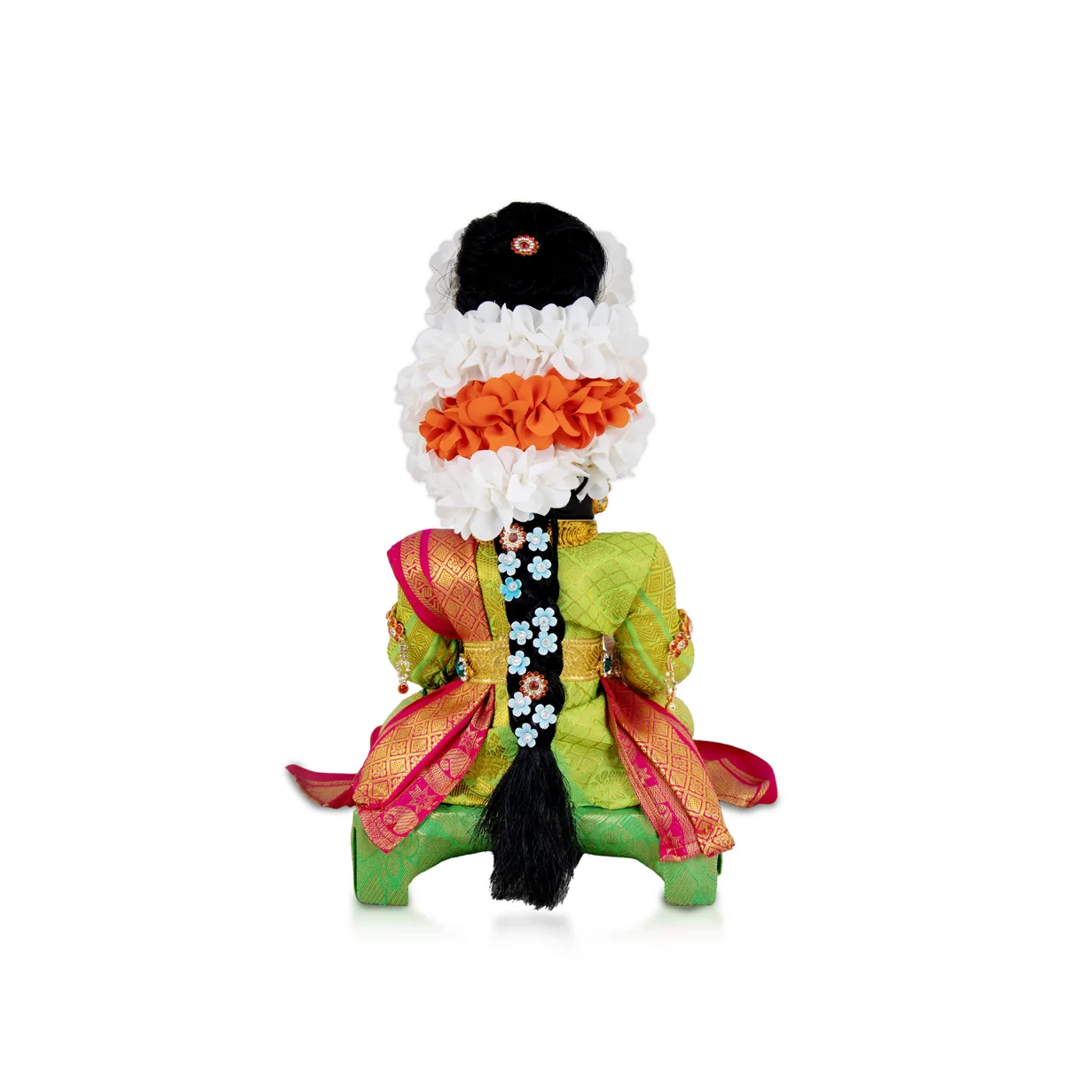 Decorated Varalakshmi Stand With Face- 20 X 10 Inches | Varalakshmi Decor/ Green&Pink Ammavari Vigraham For Pooja - Image 6