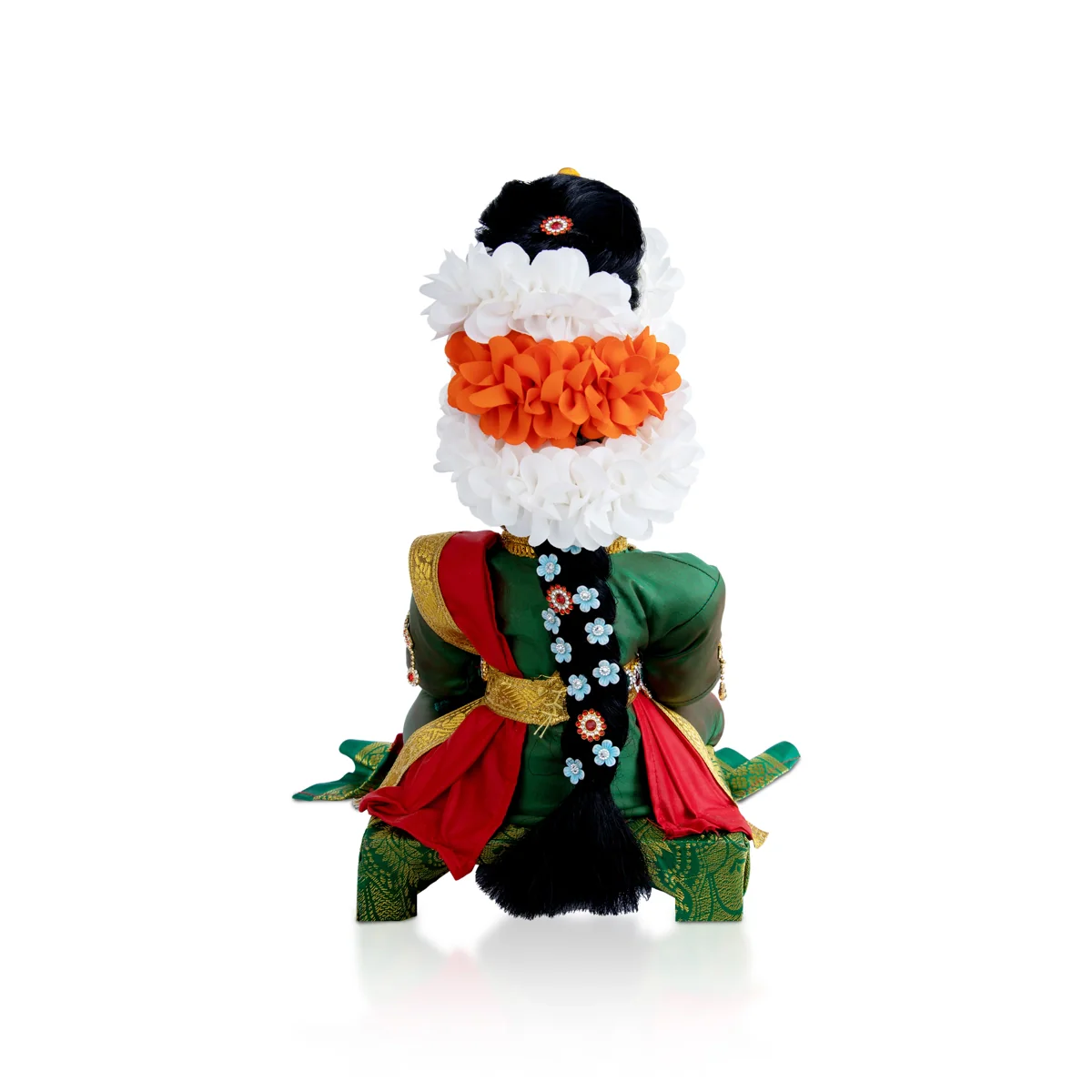 Decorated Varalakshmi Stand With Face- 20 X 10 Inches | Varalakshmi Decor/ Green&Red Ammavari Vigraham For Pooja - Image 5