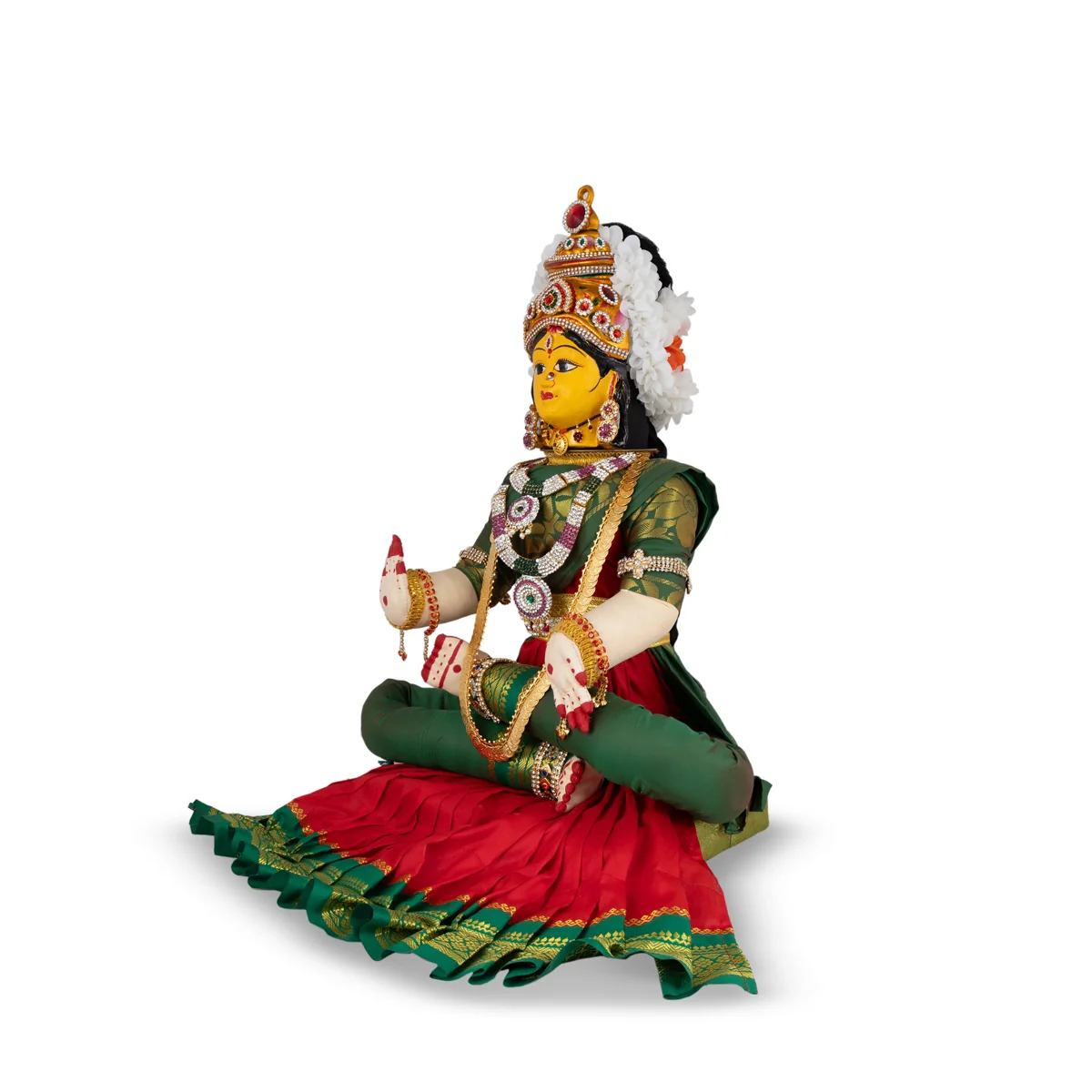 Decorated Varalakshmi Stand With Face- 20 X 10 Inches | Varalakshmi Decor/Red & Green Ammavari Vigraham For Pooja - Image 3