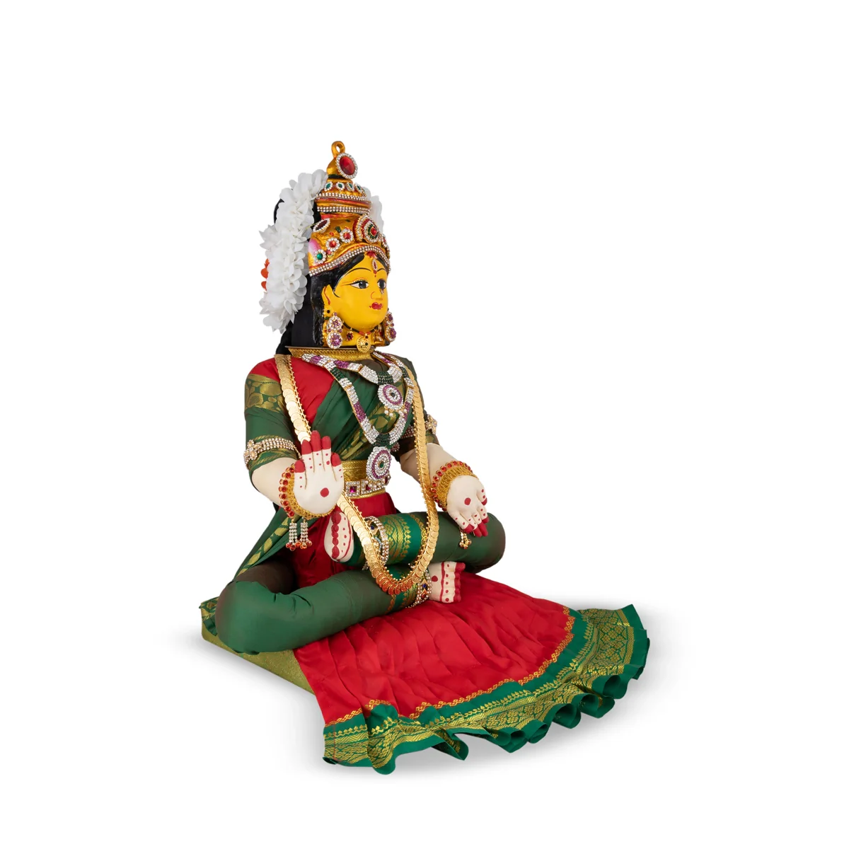 Decorated Varalakshmi Stand With Face- 20 X 10 Inches | Varalakshmi Decor/Red & Green Ammavari Vigraham For Pooja - Image 4