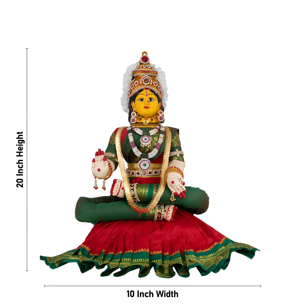 Decorated Varalakshmi Stand With Face- 20 X 10 Inches | Varalakshmi Decor/Red & Green Ammavari Vigraham For Pooja - Image 5
