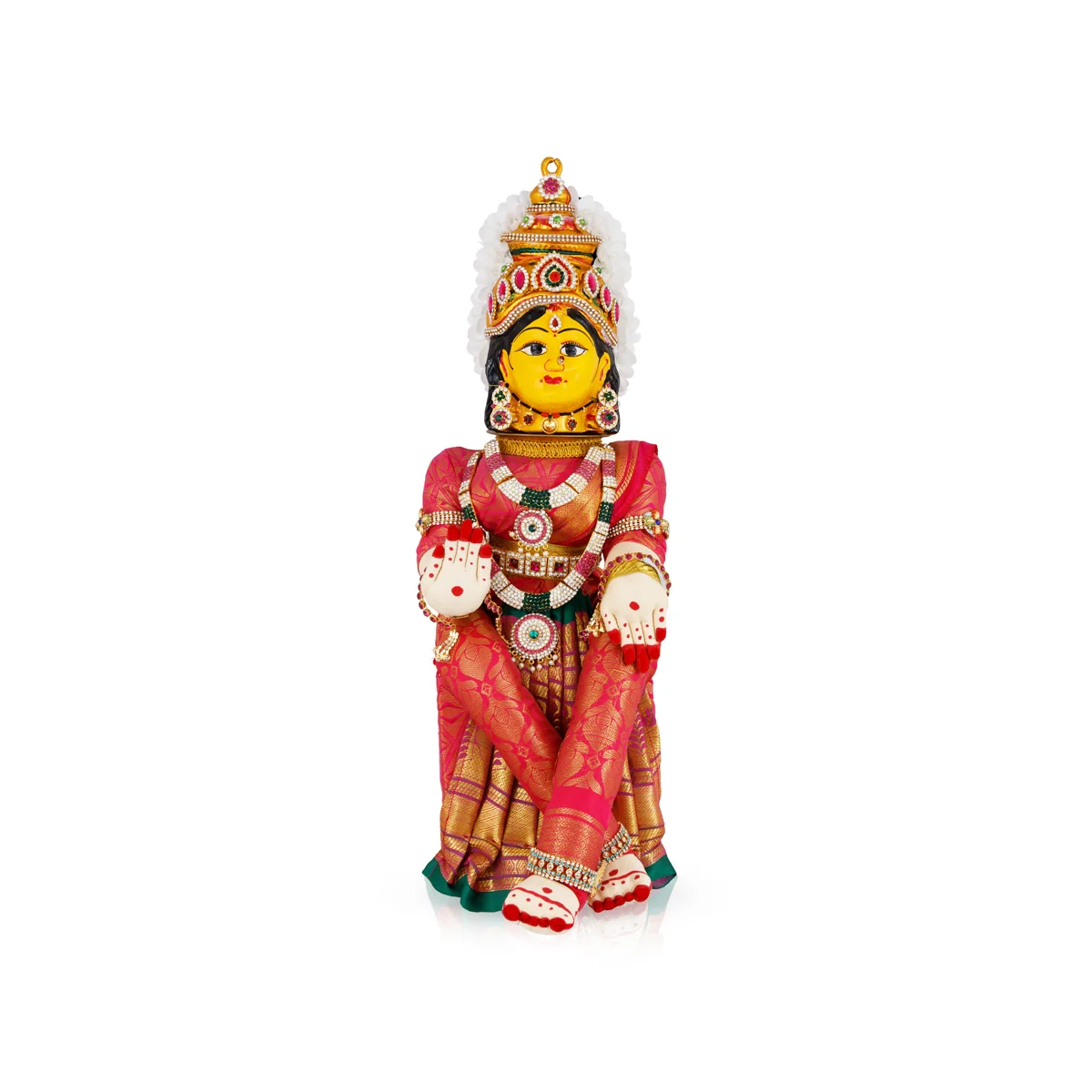 Decorated Varalakshmi Stand With Face- 21 X 6 Inches | Varalakshmi Decor/ Pink Colour Ammavari Vigraham For Pooja - Image 2
