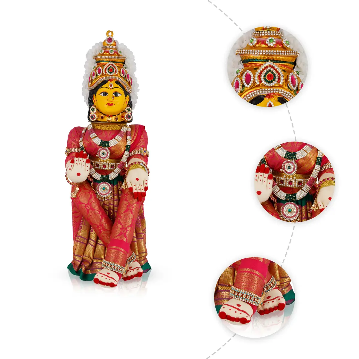 Decorated Varalakshmi Stand With Face- 21 X 6 Inches | Varalakshmi Decor/ Pink Colour Ammavari Vigraham For Pooja - Image 3