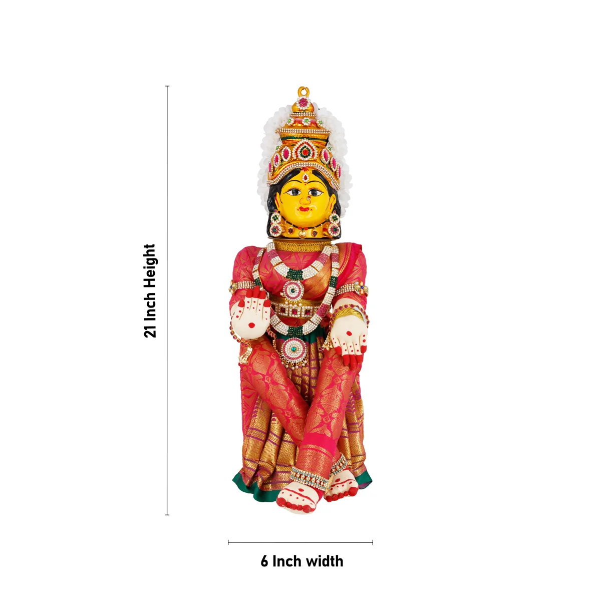 Decorated Varalakshmi Stand With Face- 21 X 6 Inches | Varalakshmi Decor/ Pink Colour Ammavari Vigraham For Pooja - Image 6