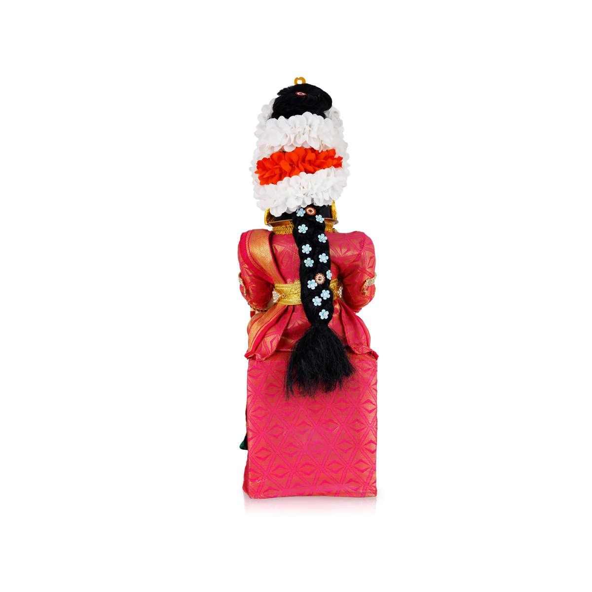 Decorated Varalakshmi Stand With Face- 21 X 6 Inches | Varalakshmi Decor/ Pink Colour Ammavari Vigraham For Pooja - Image 7
