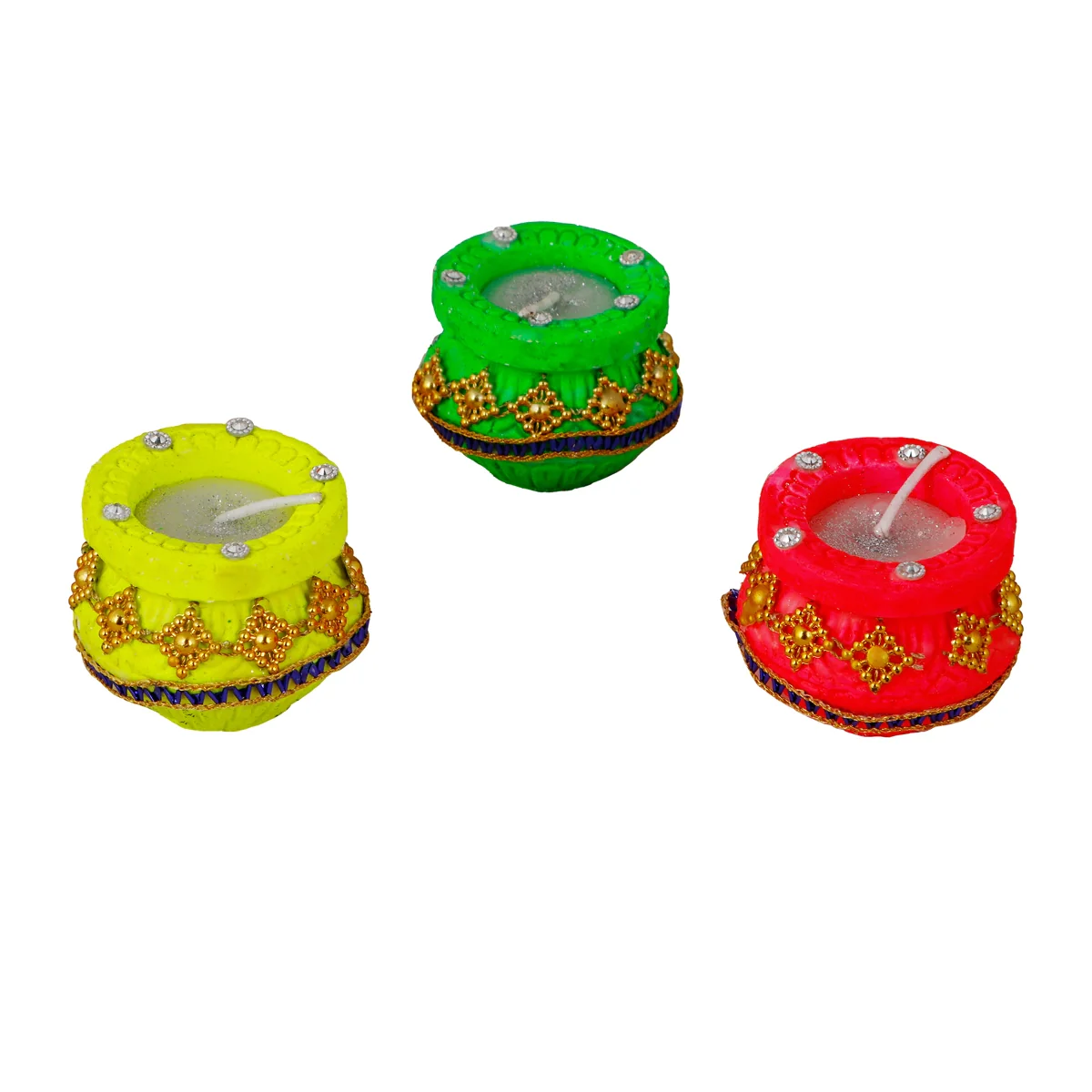 Decorative Diya Set - 2 x 1.75 Inches | 7 Pcs/ Decorative Lamp/ Wax Pot Lamp for Home Decor - Image 3