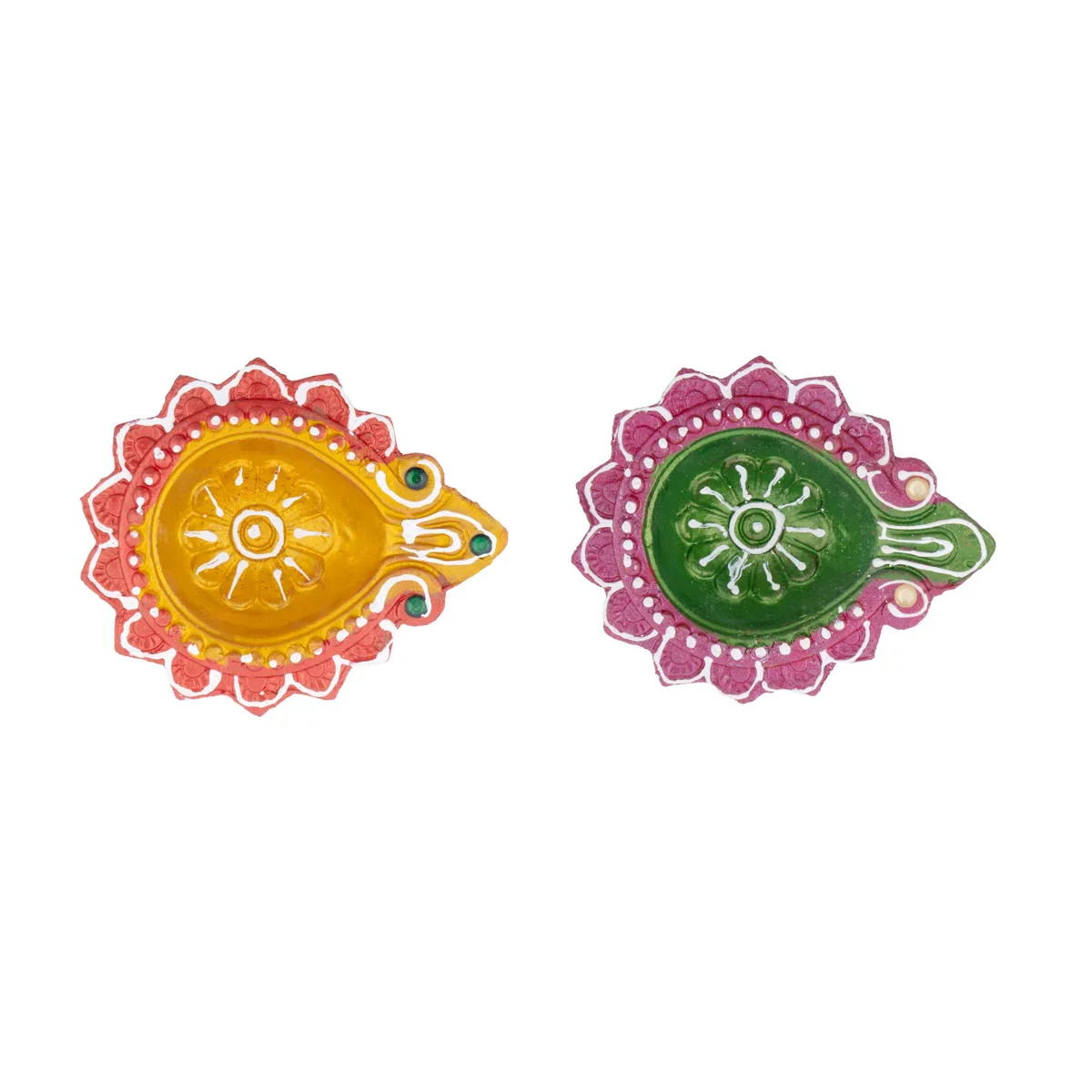 Decorative Diya Set | 4 Pcs/ Clay Lamp/ Fancy Deep for Pooja - Image 3