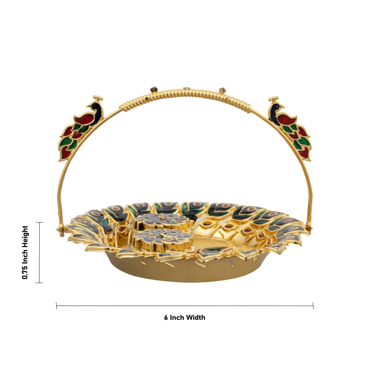 Decorative Kumkum Box With Plate - 0.75 X 6 Inches | Sindoor Pot/ Peacock Design Kumkum Bharani For Pooja - Image 4