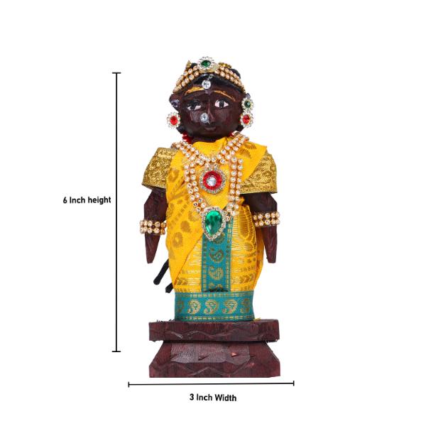 Decorative Marapachi Bommai Pair - 6 X 3 Inches | Marapachi Doll/ Kolu Bommai/ Wood Sculpture For Golu Display - Image 5