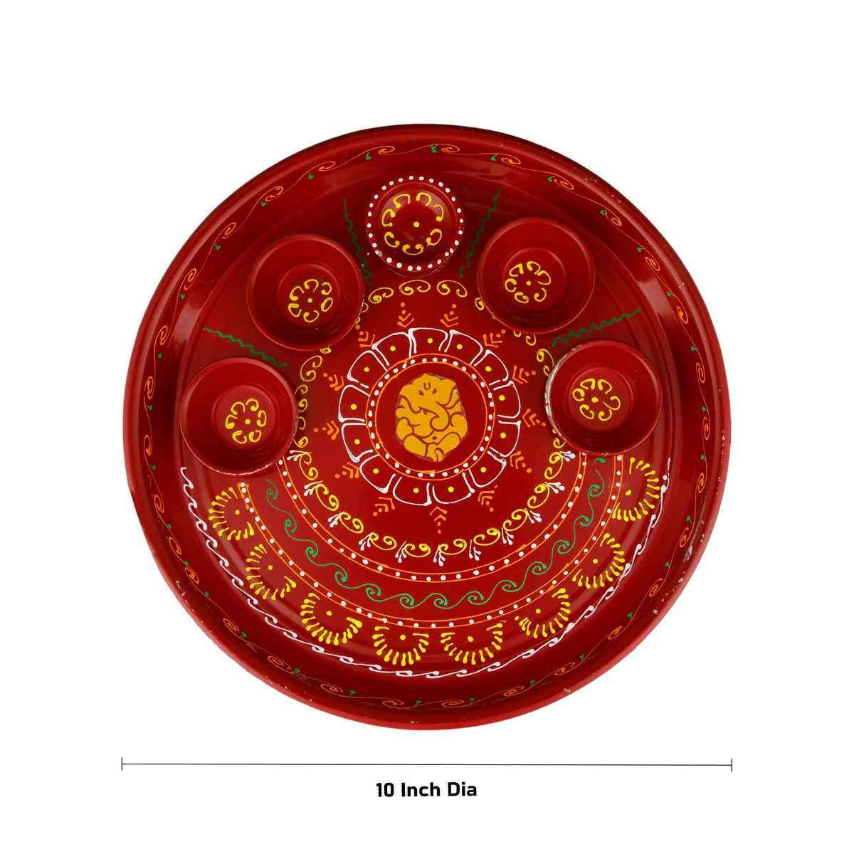 Decorative Plate - 10 Inches | Designing Plate/ Pooja Plate/ Thali Plate for Home - Image 3
