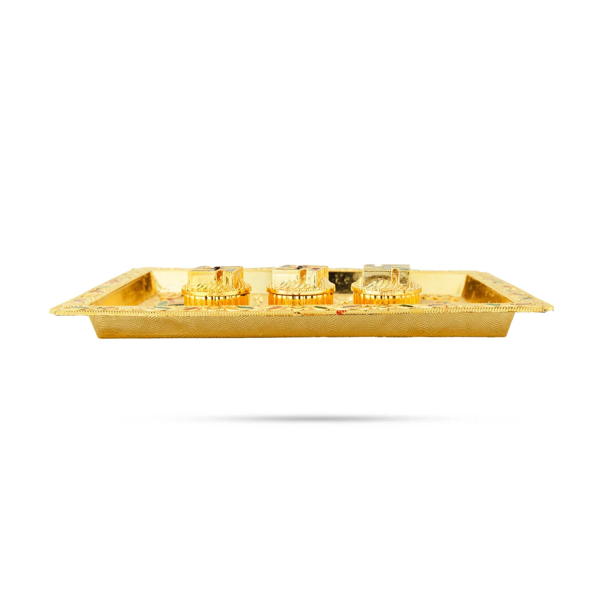 Decorative Plate With Kumkum Box - 6 x 9 Inches | Mahalakshmi Design Fancy Tray With Kumkum Bharani for Pooja - Image 3