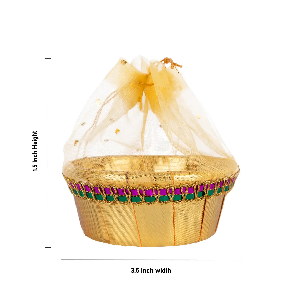 Decorative Tokri Basket With Net Cover- 1.5 X 3.5 Inch | Chocolate Gift Basket/ Gift Hamper Basket For Storage - Image 3
