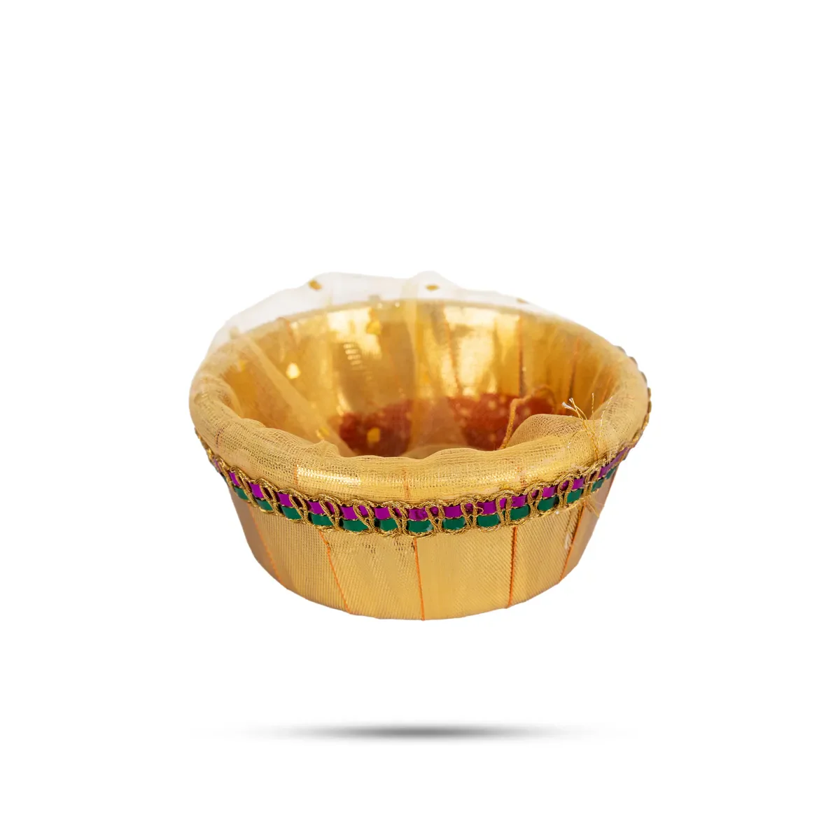 Decorative Tokri Basket With Net Cover- 1.5 X 3.5 Inch | Chocolate Gift Basket/ Gift Hamper Basket For Storage - Image 4