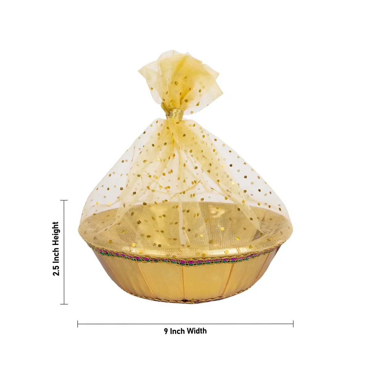 Decorative Tokri Basket With Net Cover- 2.5 X 9 Inches | Chocolate Gift Basket/ Gift Hamper Basket For Storage - Image 2