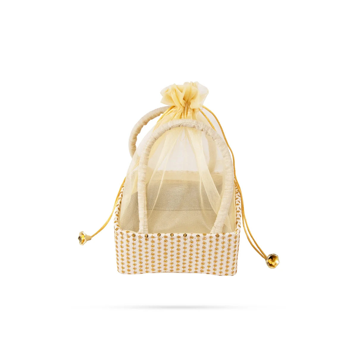 Decorative Tokri Basket With Net Cover - 3 X 6 X 6 Inches | Chocolate Gift Basket/ Gift Hamper Basket For Storage - Image 6