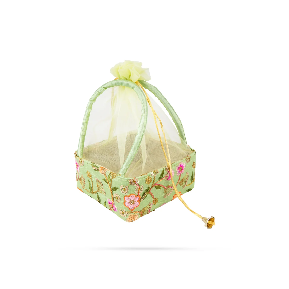 Decorative Tokri Basket With Net Cover - 3 X 6 X 6 Inches | Chocolate Gift Basket/ Gift Hamper Basket For Storage - Image 7