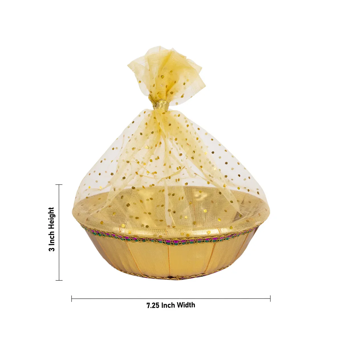 Decorative Tokri Basket With Net Cover- 3 X 7.25 Inches | Chocolate Gift Basket/ Gift Hamper Basket For Storage - Image 3