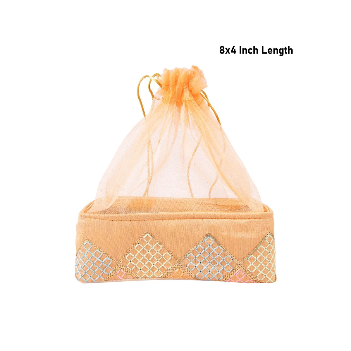 Decorative Tokri Basket With Net Cover - 3 X 8 Inches | Chocolate Gift Basket/ Gift Hamper Basket For Storage