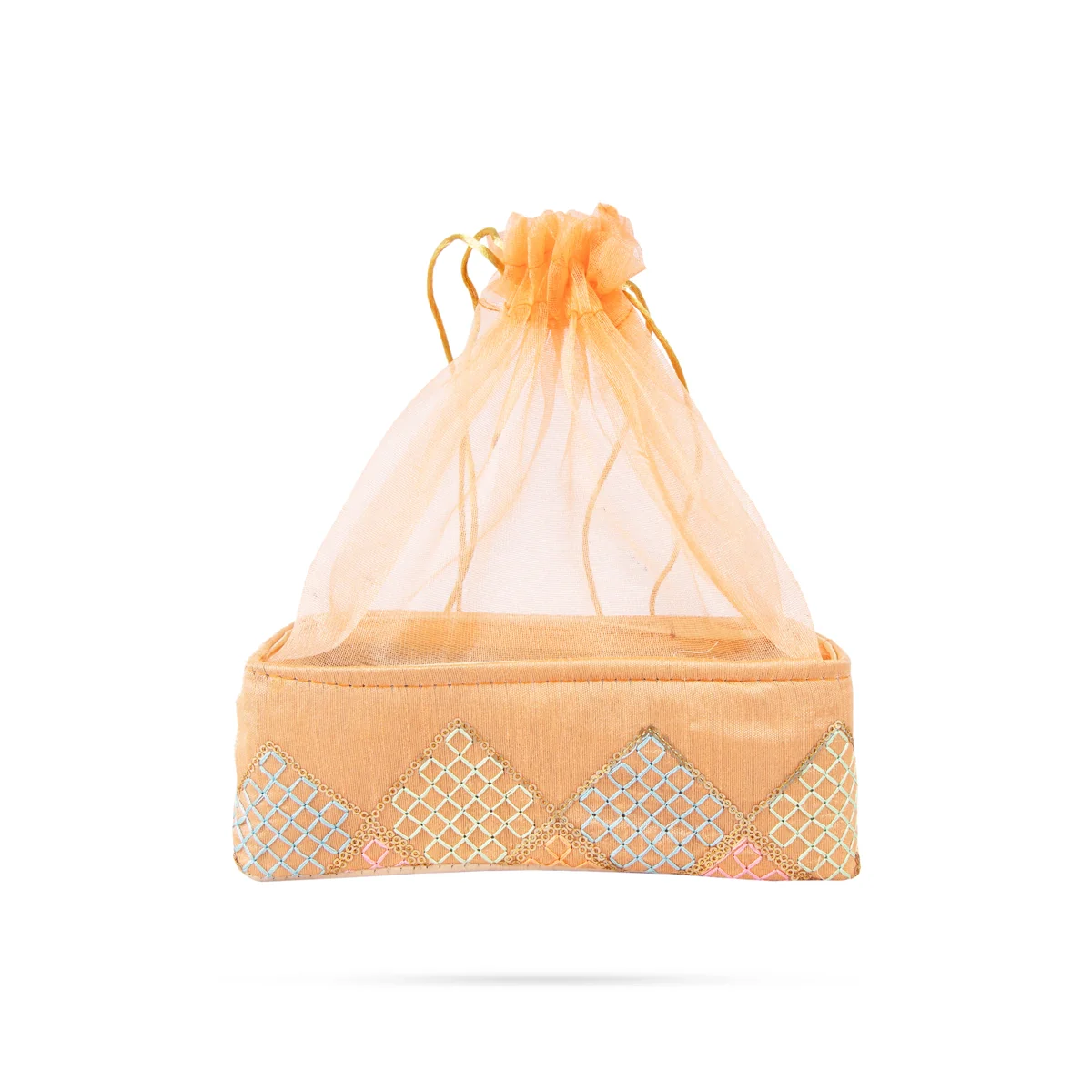 Decorative Tokri Basket With Net Cover - 3 X 8 Inches | Chocolate Gift Basket/ Gift Hamper Basket For Storage - Image 2