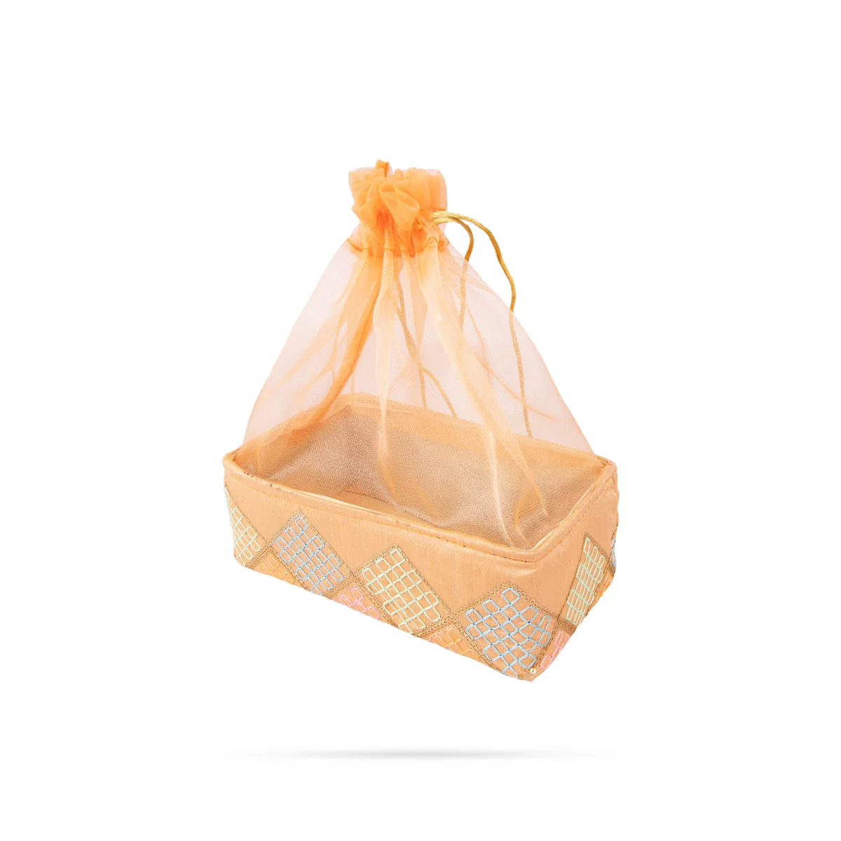 Decorative Tokri Basket With Net Cover - 3 X 8 Inches | Chocolate Gift Basket/ Gift Hamper Basket For Storage - Image 3