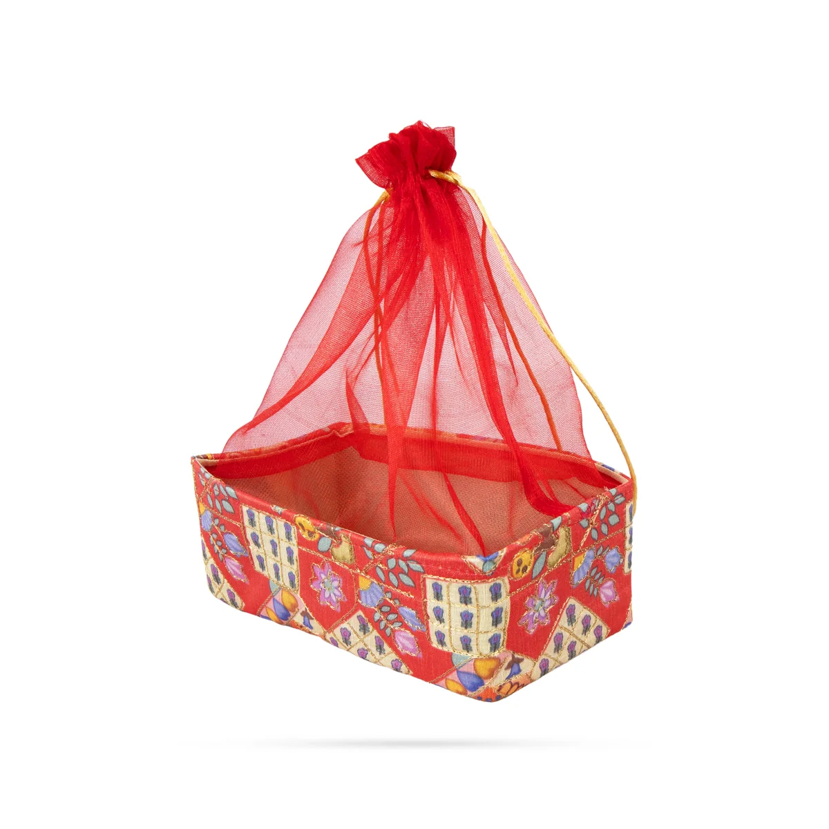 Decorative Tokri Basket With Net Cover - 3 X 8 Inches | Chocolate Gift Basket/ Gift Hamper Basket For Storage - Image 4