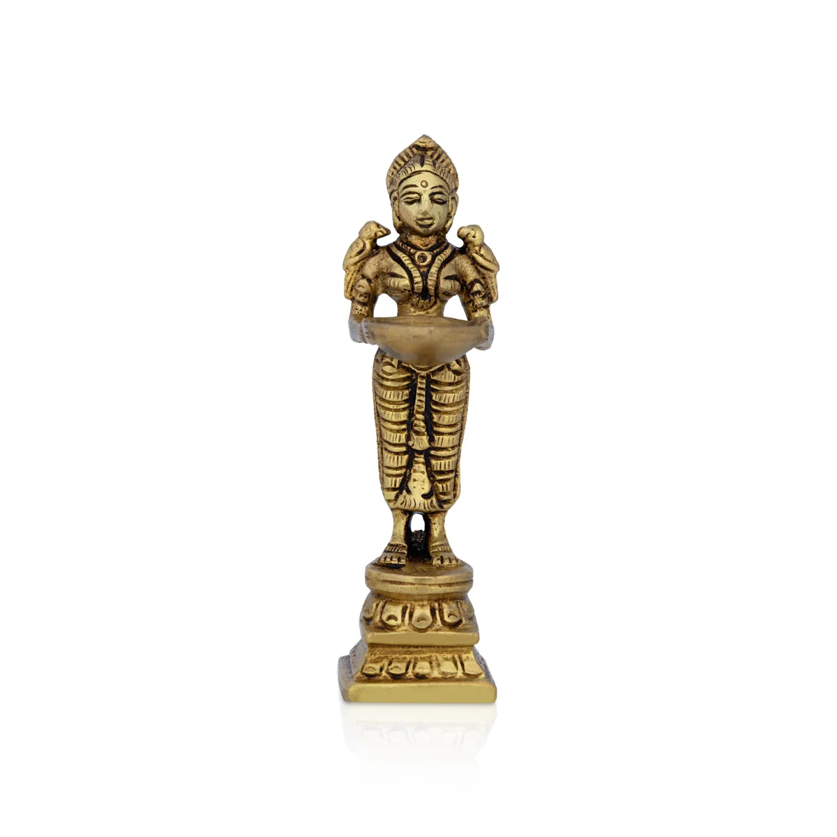 Deep Lady - 4 Inches | Brass Antique Lamp/ Vilakku/ Diya/ Deep for Pooja/ 180 Gms Approx - Image 5