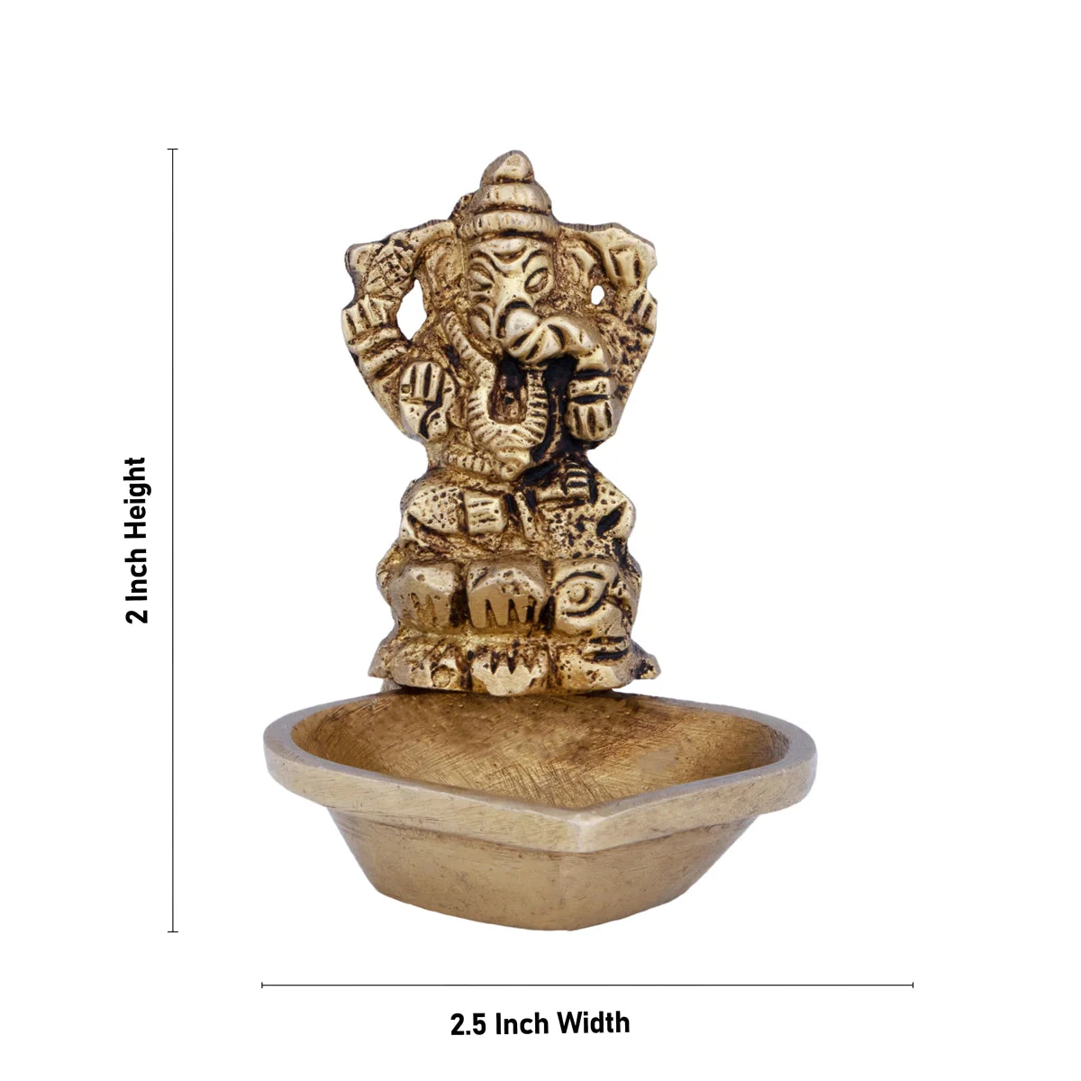 Deep With Ganesh Murti - 2 X 2.5 Inches | Brass Vilakku/ Antique Brass Lamp For Festivals & Pooja - Image 5