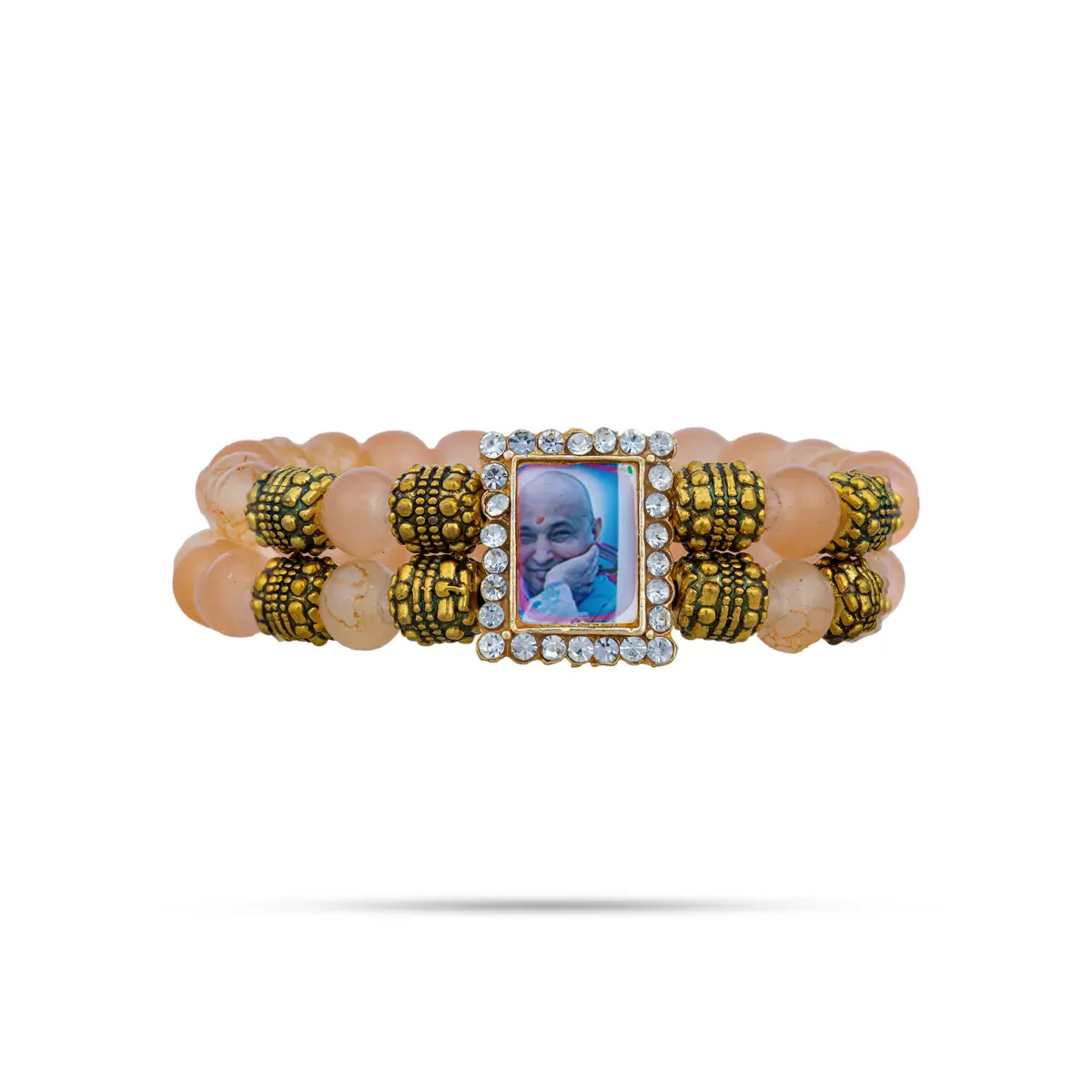 Delhi Guruji Bracelet - 2.5 Inch Dia | 2 Line Beaded Bracelet / Spiritual Hand Band for Daily Wear