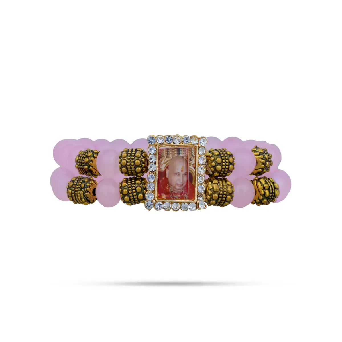 Delhi Guruji Bracelet - 2.5 Inch Dia | 2 Line Beaded Bracelet / Spiritual Hand Band for Daily Wear - Image 10