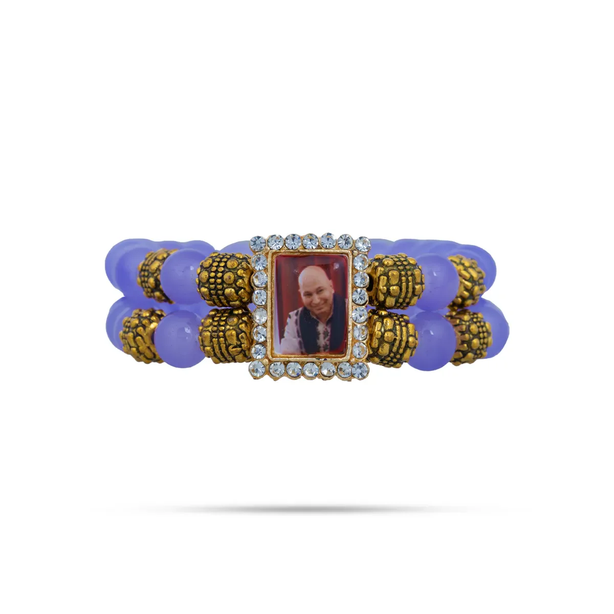 Delhi Guruji Bracelet - 2.5 Inch Dia | 2 Line Beaded Bracelet / Spiritual Hand Band for Daily Wear - Image 11