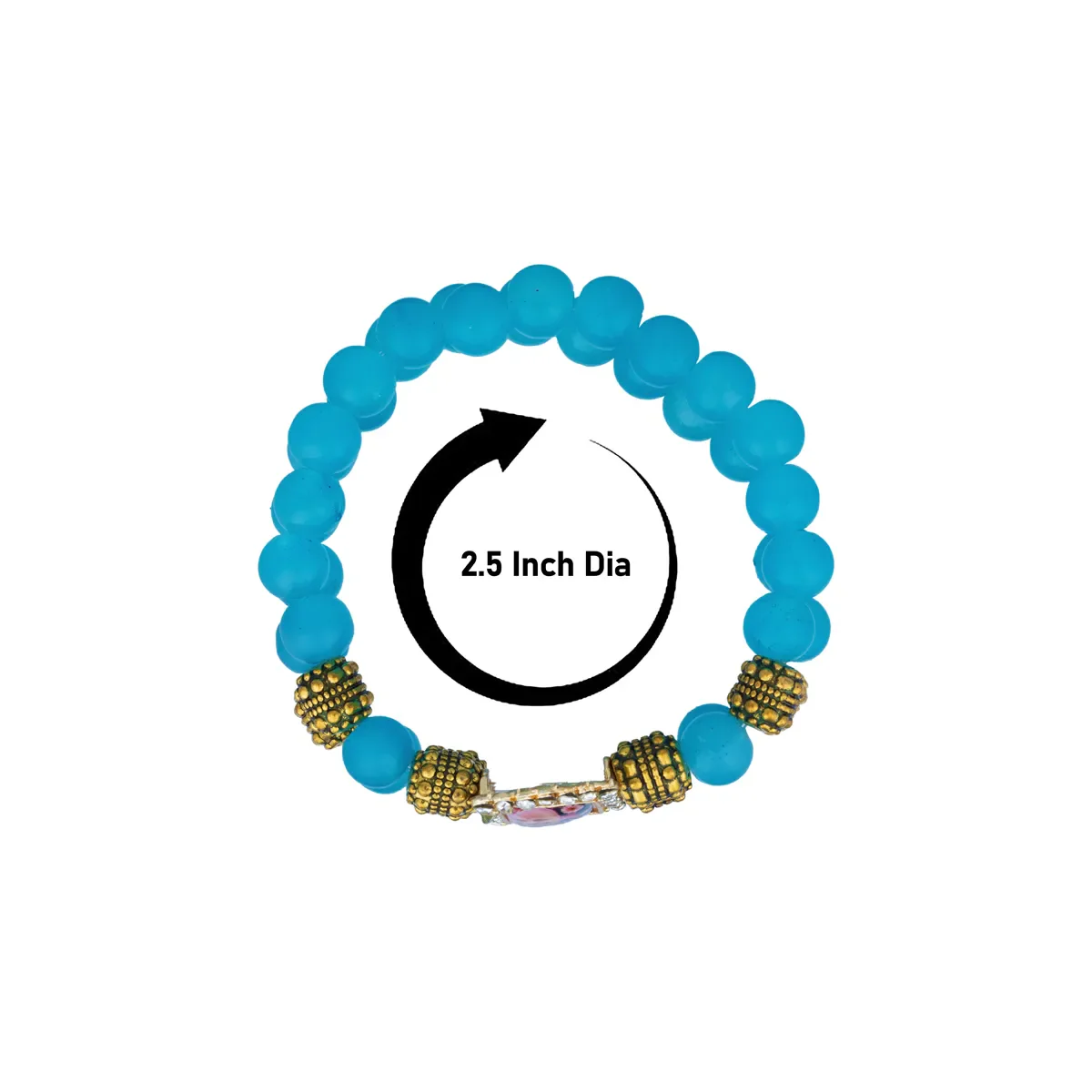 Delhi Guruji Bracelet - 2.5 Inch Dia | 2 Line Beaded Bracelet / Spiritual Hand Band for Daily Wear - Image 12