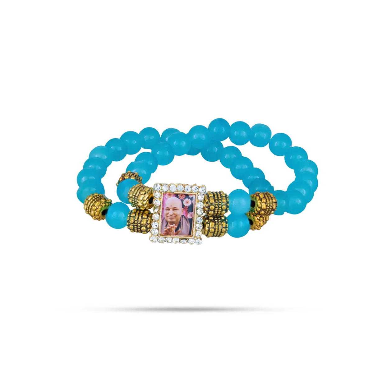 Delhi Guruji Bracelet - 2.5 Inch Dia | 2 Line Beaded Bracelet / Spiritual Hand Band for Daily Wear - Image 2