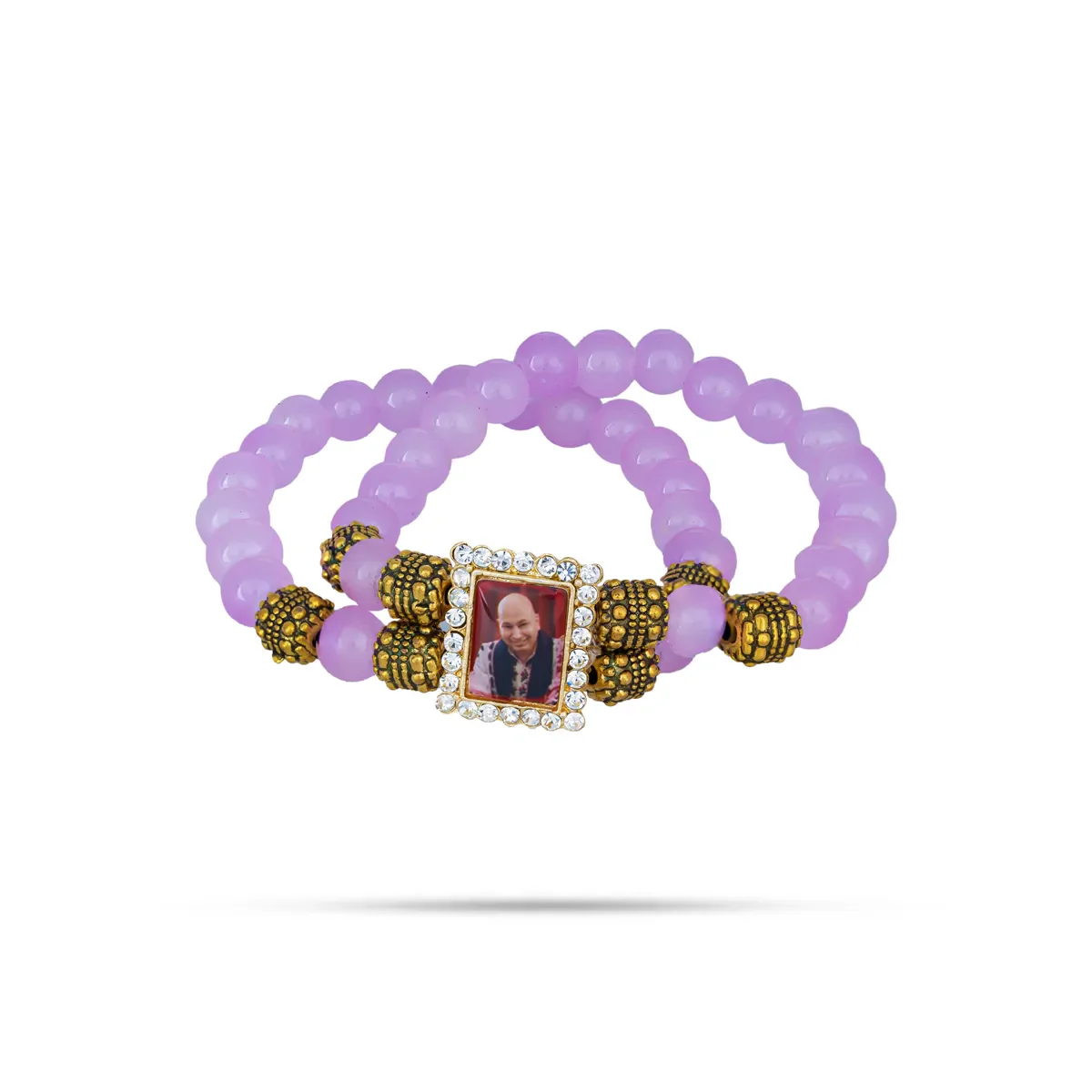 Delhi Guruji Bracelet - 2.5 Inch Dia | 2 Line Beaded Bracelet / Spiritual Hand Band for Daily Wear - Image 3