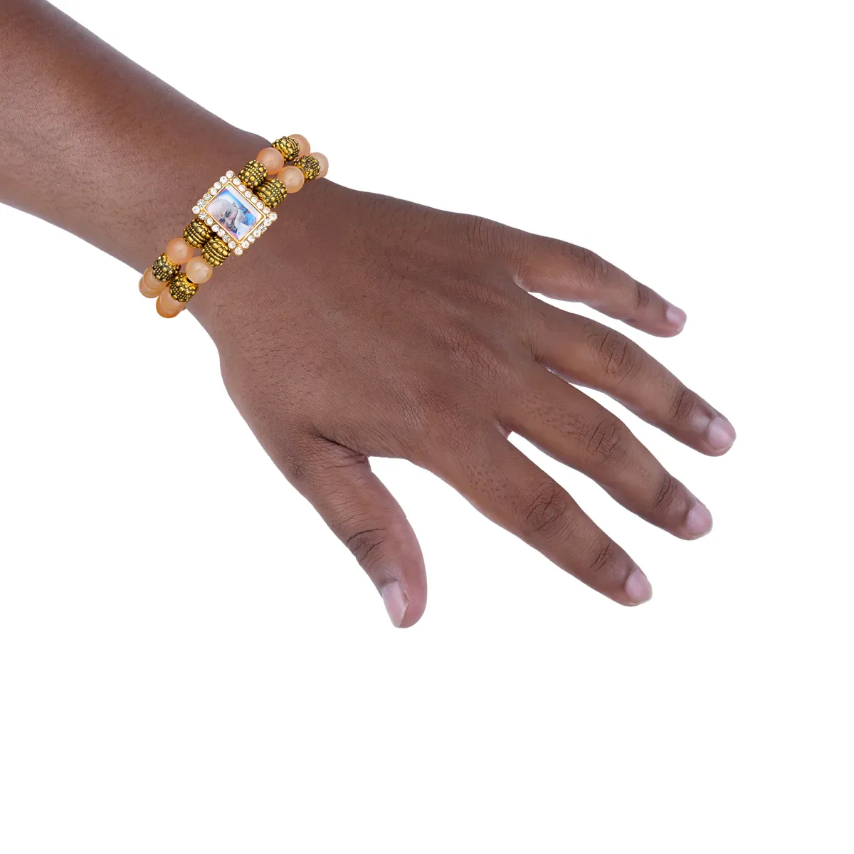 Delhi Guruji Bracelet - 2.5 Inch Dia | 2 Line Beaded Bracelet / Spiritual Hand Band for Daily Wear - Image 4