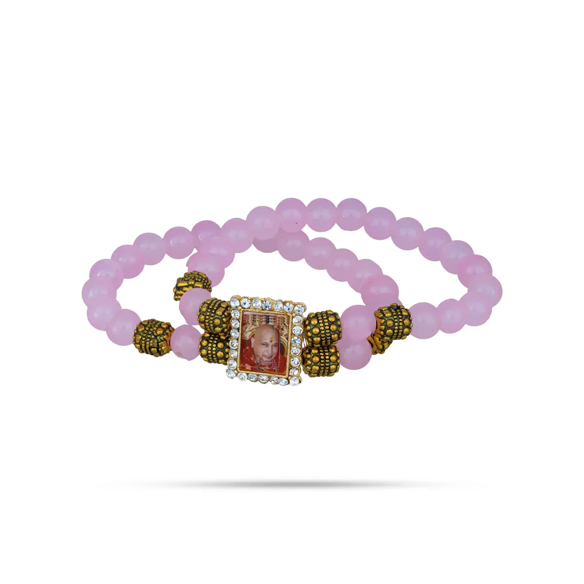 Delhi Guruji Bracelet - 2.5 Inch Dia | 2 Line Beaded Bracelet / Spiritual Hand Band for Daily Wear - Image 5